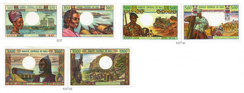 BANKNOTEN. Mali. Republik. Banque Centrale du Mali. Lot. 100 Francs o. J. (um 19...