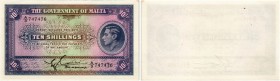 BANKNOTEN. Malta. British Administration. Government of Malta. 10 Shillings o. J. (1940). Pick 19. I / Uncirculated. (~€ 55/USD 60) • Dieses Los unter...