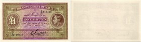 BANKNOTEN. Malta. British Administration. Government of Malta. 1 Pound o. J. (1940). Signatur: E. Cuschieri. Treasurer handschriftlich. Pick 20b. I / ...