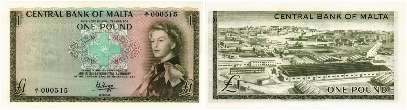BANKNOTEN. Malta. British Administration. Central Bank of Malta. 1 Pound Law 196...