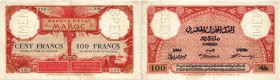 BANKNOTEN. Marokko. Königreich. Banque d’État du Maroc. 100 Francs o. J. (um 1920). Specimen. SPECIMEN. In Perforation 2 x senkrecht/vertikal SPECIMEN...