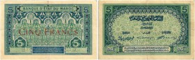 BANKNOTEN. Marokko. Königreich. Banque d’État du Maroc. 5 Francs o. J. (1921). Specimen. SPECIMEN. In Perforation in 2 Linien: SPECIMEN / IMPRIMERIE C...