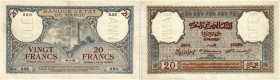 BANKNOTEN. Marokko. Königreich. Banque d’État du Maroc. 20 Francs 1920 (Datum / Date 92-1!). Specimen. SPECIMEN. In Perforation 2 x senkrecht/vertikal...