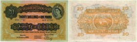 BANKNOTEN. Ostafrika. East African Currency Board. Elisabeth II (ab 1953 - ). 20 Shillings 1955, 1. Januar. Pick 35. Selten in dieser Erhaltung / Rare...