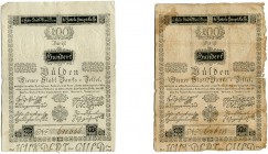BANKNOTEN. Österreich Kaiserreich. Wiener-Stadt-Banco. Lot. 100 Gulden 1800, 1. Januar. (2 Exemplare). Richter 36. Pick A35a. Selten / Rare. 1 Expl. s...