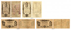 BANKNOTEN. Österreich Kaiserreich. "Privilegirte" Österreichische Nationalbank. Lot. 1 Gulden 1848, 1. Juli. (2). 1 Expl. mit violettem Stempel "WERTH...