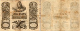 BANKNOTEN. Österreich Kaiserreich. "Privilegirte" Österreichische Nationalbank. 10 Gulden 1854, 1. Juli. Richter 127. Pick A83. -III / About very fine...