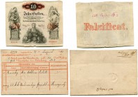 BANKNOTEN. Österreich Kaiserreich. "Privilegirte" Österreichische Nationalbank. 10 Gulden 1858, 1. Januar. Zeitgenössische Fälschung. Rückseite mit St...