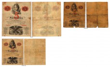 BANKNOTEN. Österreich Kaiserreich. "Privilegirte" Österreichische Nationalbank. Lot. 5 Gulden 1859, 1. Mai. Ein Original, sowie zusätzlich 2 Exemplare...