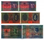 BANKNOTEN. Österreich Kaiserreich. Österreichisch-Ungarische Bank, 1878-1923. Lot. 10 Kronen 1904, 2. Januar. 20 Kronen 1907, 2. Januar. 100 Kronen 19...