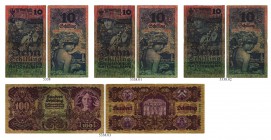BANKNOTEN. Österreich Kaiserreich. Österreichische Nationalbank (1923-1938). Lot. 10 Schillinge 1927, 3. Januar. (3). 100 Schillinge 1927, 3. Januar. ...