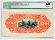 BANKNOTEN. Peru. Banco de Tacna. 100 Soles o. J. / ND (1870). Einseitiger Reversdruck auf Karton / Proof print of reverse on cardboard. Pick S387(p). ...