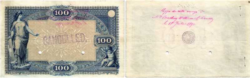 BANKNOTEN. Schweiz. Emissionsbanken 1881-1907. Banque du Commerce (Genève). 100 ...