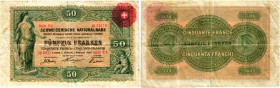 BANKNOTEN. Schweiz. Ausgaben der Schweizerischen Nationalbank ab 1907. 50 Franken 1907, 1. Februar. Signaturen: Hirter/Haller/Chevallier. Richter/Kunz...
