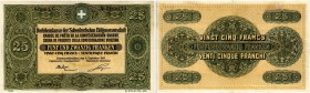 BANKNOTEN. Schweiz. Darlehenskasse der Schweizerischen Eidgenossenschaft. 25 Franken 1914. Variante mit Seriennummer und Serianangabe am unteren Rand....
