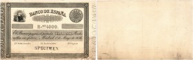 BANKNOTEN. Spanien. Königreich. 4000 Reales 1856, 1. Mai. Druckprobe. Gedruckt in Schwarz auf dickem weissen Karton, mit Doppelmatrix und SPECIMEN-Ste...