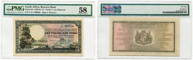 BANKNOTEN. Südafrika. Südafrikanische Union. South African Reserve Bank. 1 Pound 1941, 6. November. Pick 84e. PMG 58. -I / About uncirculated. (~€ 130...