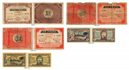 BANKNOTEN. Tunesien. Régence de Tunis. Banque de l'Algérie. Lot. 1 Franc 1919, 17. März. (2). 2 Francs. 1919, 17. März. 1 Franc. 1943, 15. Juli. 2 Fra...