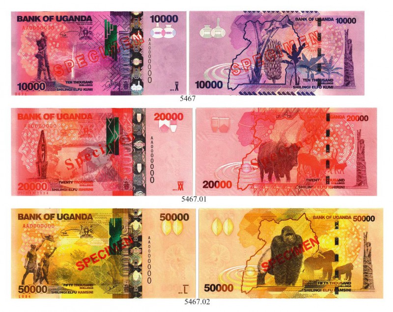 BANKNOTEN. Uganda. Republik. Bank of Uganda. Lot. 10000 Shillings 2010. Specimen...