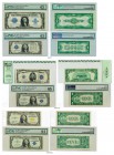 BANKNOTEN. United States of America / USA. United States Large Size Notes. Silver Certificates. Lot. Large size notes: 1 Dollar 1923. PMG62. Small siz...