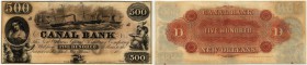 BANKNOTEN. United States of America / USA. Louisiana. Canal Bank (New Orleans Canal & Banking Comp.). 500 Dollars. Reminder. New Orleans, ..., 18. . H...