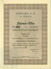 HISTORISCHE WERTPAPIERE. SCHWEIZ. Industrie / Energie. ADREMA AG. Namenaktie Fr. 1'000.-, 1930, Zürich. Lot ca. 90 Stück: Die Adrema AG in Zürich wurd...