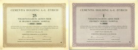 HISTORISCHE WERTPAPIERE. SCHWEIZ. Industrie / Energie. Cementia Holding. Aktie Fr. 40.-, 1932, Zürich. Lot ca. 180 Stück in 2 verschiedenen Ausgaben: ...