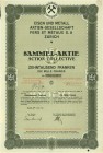 HISTORISCHE WERTPAPIERE. SCHWEIZ. Industrie / Energie. Eisen und Metall AG. Sammelaktie Fr. 10'000.-. 1921, Zürich. Lot 90 Stück. Grossformatiger, dek...