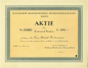 HISTORISCHE WERTPAPIERE. SCHWEIZ. Industrie / Energie. Kaltdampf Maschinenbau. Namenaktie Fr. 1'000.-, 1929, Basel. Lot 25 Stück. Vorzüglich / Extreme...