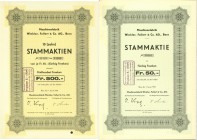 HISTORISCHE WERTPAPIERE. SCHWEIZ. Industrie / Energie. Maschinenfabrik Winkler, Fallert & Co. Aktie Fr. 50.-, 1932, Bern. Lot ca. 80 Stück in 2 versch...