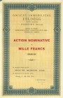 HISTORISCHE WERTPAPIERE. SCHWEIZ. Diverse. Société Immobilière Feldegg. Namenaktie Fr. 1'000.-, 1930, Fribourg. Lot 15 Stück. Sehr schön / Very fine. ...
