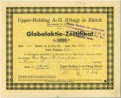 HISTORISCHE WERTPAPIERE. SCHWEIZ. Diverse. Upper-Holding AG (Uhag). Namenaktie Fr. 20.-, 1931, Zürich. Lot 11 Stück. Globalaktien-Zertifikat mit unter...