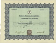 HISTORISCHE WERTPAPIERE. KUBA. Banco Nacional de Cuba. Zertifikat 14 Aktien zu je 100 Pesos, 1954, La Habana. Die Banco Nacional de Cuba war bis zu Ih...