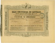 HISTORISCHE WERTPAPIERE. SPANIEN. Caja Universal de Capitales. Accion Ordinaria de 500 Pts al Portador, 1859, Madrid. Der Gutschein berechtigt zu eine...