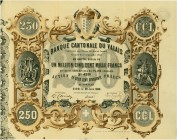 HISTORISCHE WERTPAPIERE. SCHWEIZ. Banken, Finanz und Versicherungen. Banque Cantonale du Valais. Aktie Fr. 250.-, 1859, Sion. Die Bank steckte zu Begi...