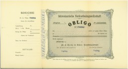 HISTORISCHE WERTPAPIERE. SCHWEIZ. Eisenbahnen / Bergbahnen / Trams etc. Obligo 1880er, Zürich. Blankett. Vorzüglich / Extremely fine. (~€ 130/USD 150)...