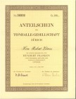 HISTORISCHE WERTPAPIERE. SCHWEIZ. Hotels, Theater & Tourismus. Tonhalle-Gesellschaft. Anteilschein Fr. 100.-, 1938, Zürich. Das Tonhalle-Orchester Zür...