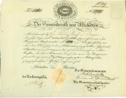 HISTORISCHE WERTPAPIERE. SCHWEIZ. Öffentliche Anleihen. Der Gemeinderath von Altstädten / Ruppener Strassenaktie. 1838, Altstätten. Namenaktie über 10...