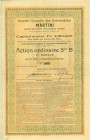 HISTORISCHE WERTPAPIERE. SCHWEIZ. Transport (Automobil / Aviatik / Schifffahrt etc.). Société Nouvelle des Automobiles MARTINI. Aktie Fr. 125.-, 1908,...