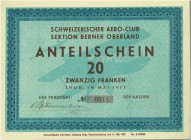 HISTORISCHE WERTPAPIERE. SCHWEIZ. Transport (Automobil / Aviatik / Schifffahrt etc.). Schweizer Aero-Club, Sektion Berner Oberland. Anteilschein Fr. 2...