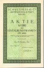HISTORISCHE WERTPAPIERE. SCHWEIZ. Diverse. Schulthess & Co. Namenaktie Fr. 1'000.-, 1923, Basel. Ausgestellt auf Frau E. Schulthess-Naef. Vorzüglich /...