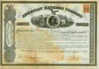 HISTORISCHE WERTPAPIERE. USA. Share Certificate $500 each, 1866, New York. New York. Bahnhof- und Hafenszene mit Hundekopf und Gesellschaftsmotto "Saf...