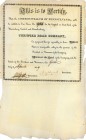 HISTORISCHE WERTPAPIERE. USA. Harrisburg, Carlisle & Chambersburg Turnpike Road Co. Share Certificate, 1819, Pennsylvania. Die Gesellschaft betrieb ei...