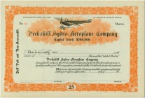 HISTORISCHE WERTPAPIERE. USA. Peekskill Hydro-Aeroplane. Share Certificate, 1910er Ausgabe, South Dakota. Nummeriert aber nicht ausgegeben. Die Gesell...