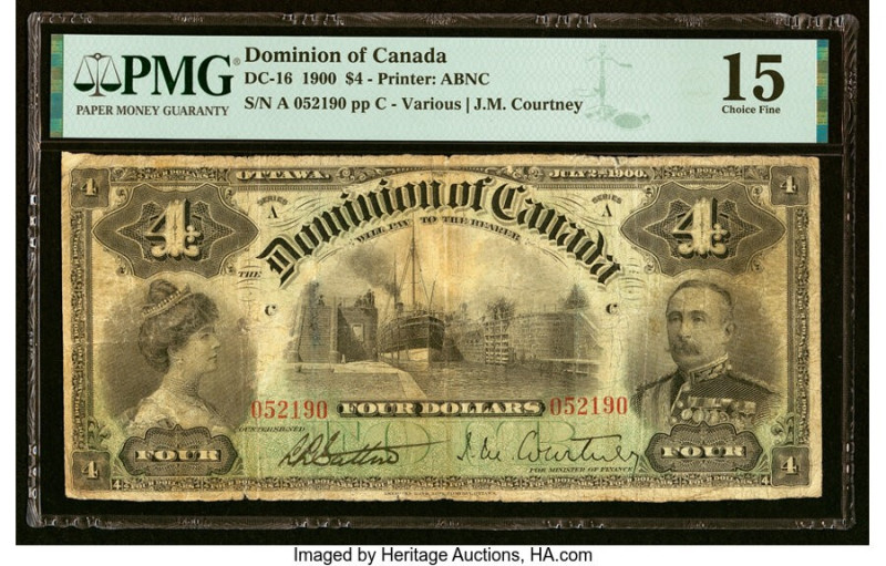 Canada Dominion of Canada $4 2.7.1900 DC-16 PMG Choice Fine 15. HID09801242017 ©...