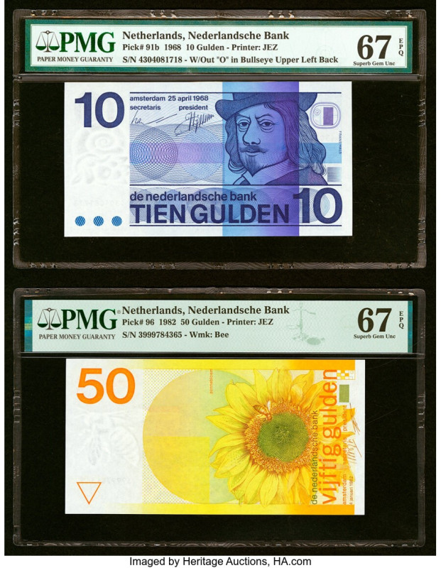 Netherlands Netherlands Bank 10; 50 Gulden 25.4.1968; 4.1.1982 Pick 91b; 96 Two ...