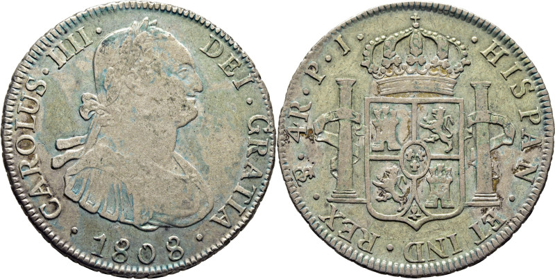 CARLOS IV. Potosí. 4 reales. 1808. PJ. Cy13819. Suave verdín superficial. MBC