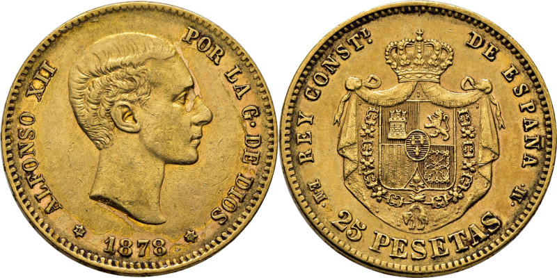 ALFONSO XII. 25 pesetas. 1878*18-78. DEM. Cy17526. Estuvo engarzada, con leve pé...