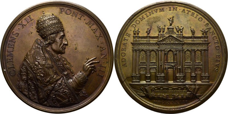 ESTADOS DE LA IGLESIA. Clemente XII. (Corsini). 1730-1740. Año 3. Bronce acuñado...