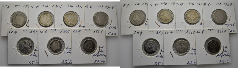 EE.UU./USA. 5 centavos. 1907, 1908, 1910 y 1911. K112. BC/BC- y BC-. 10 centavos...